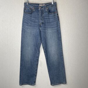 Levi's Womens Blue Denim Jeans Size 28 Buttonfly Ribcage Straight Ankle Stretch